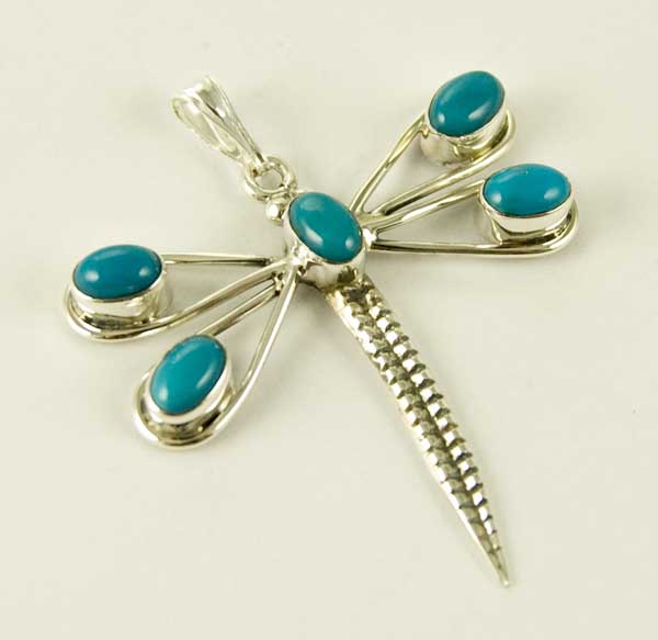 Pendant Silver Dragonfly Turquoise