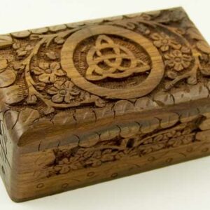 Box Wooden Carved Triquetra 5X3 Inch